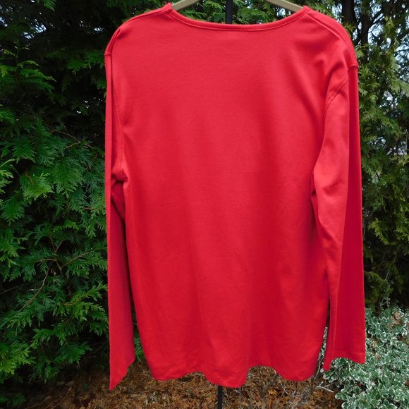 M&C Sportswear Plus Size-XXL Christmas Top with Gold Scroll-Embroidered Tree - Picture 3 of 3